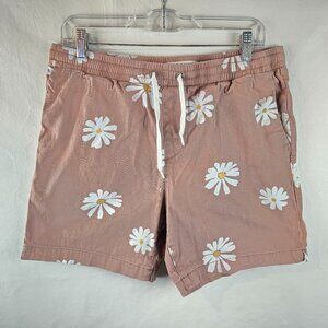 PacSun Shorts Men Medium Brown Daisy Print Volley Casual Summer Beachwear Floral